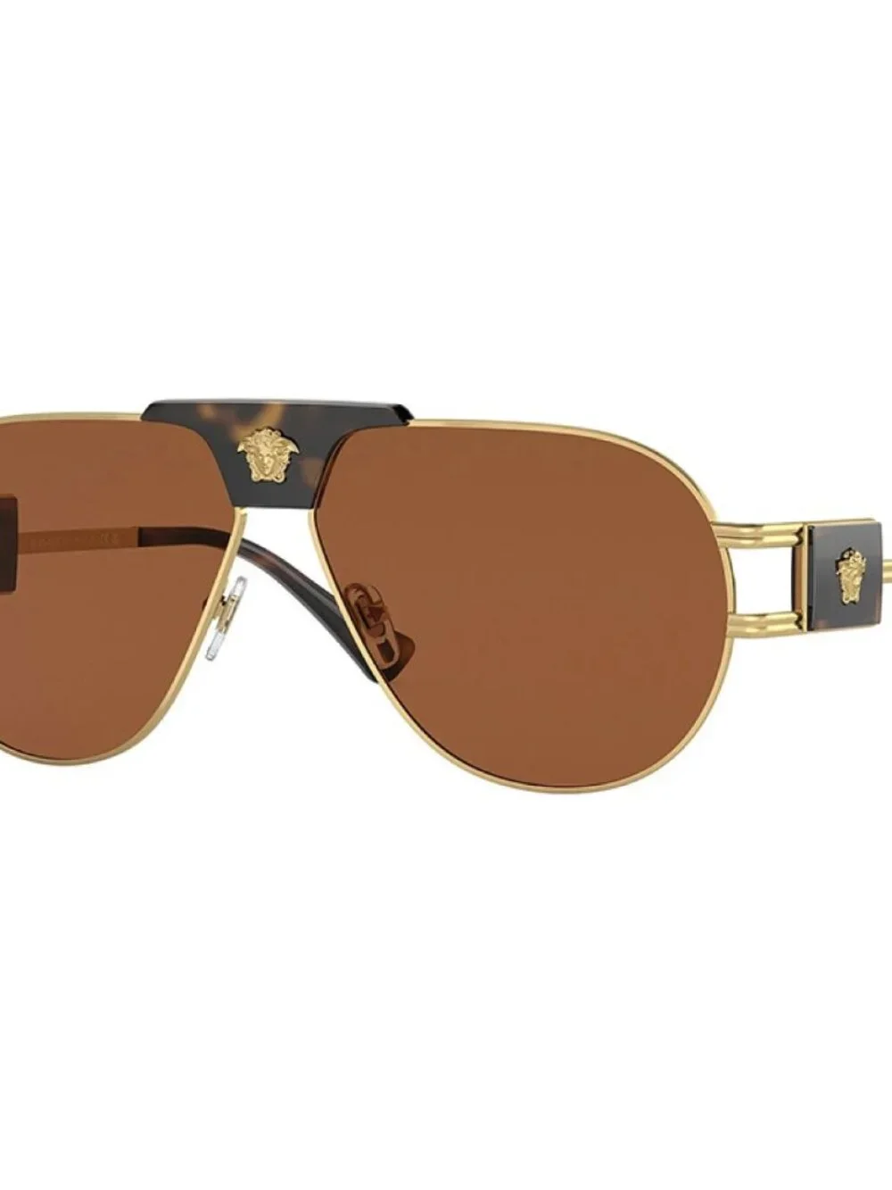 NEW VERSACE VE2252 147073 GOLD DARK BROWN AVIATOR AUTHENTIC SUNGLASSES